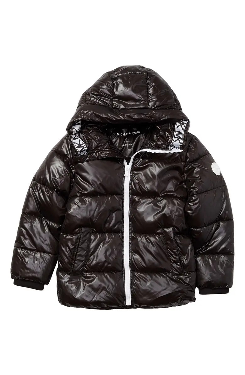MICHAEL KORS Hooded Logo Trim Puffer Jacket | Nordstromrack | Nordstrom Rack