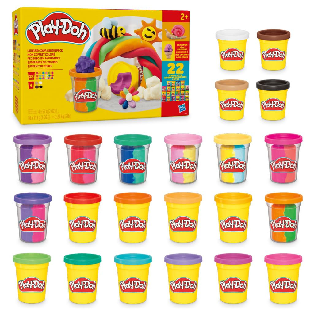 Play-Doh 22 Pack Ultimate Color Variety, Bulk Assorted Colors, 2 & 4 Ounce Modeling Compound Cans... | Amazon (US)