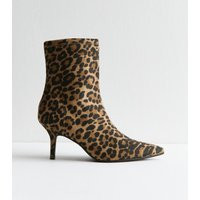 Women's Stone Leopard Print Sock Boots Vegan New Look | New Look (UK)