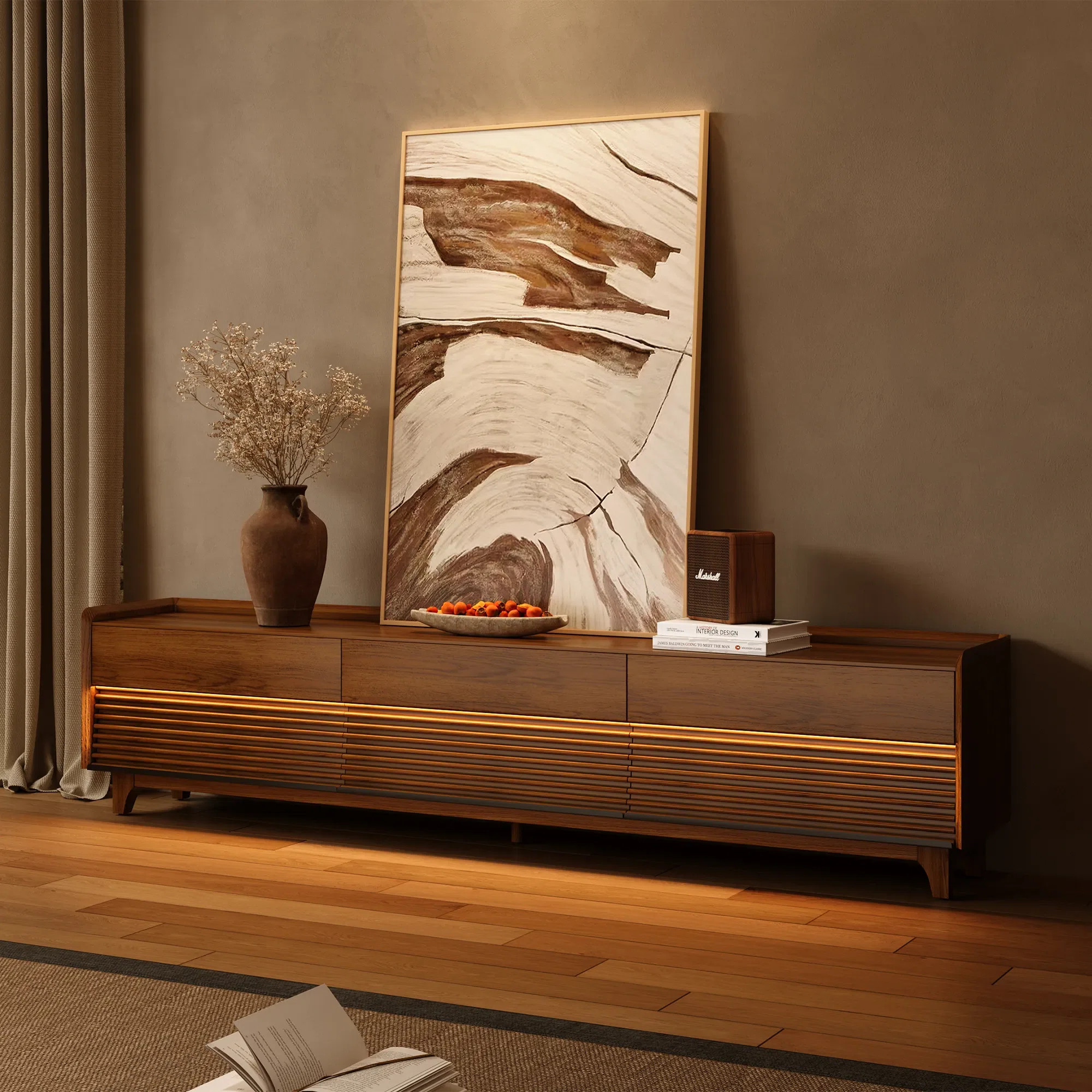 Mid-Century Modern TV Stand with LED Light, Fully Assembled | Wayfair North America