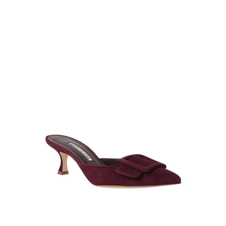 Manolo Blahnik Ladies Maysale 70 Suede Pointed-Toe Buckle Mules, Brand Size 37.5 ( US Size 7.5 ) | Jomashop.com & JomaDeals.com