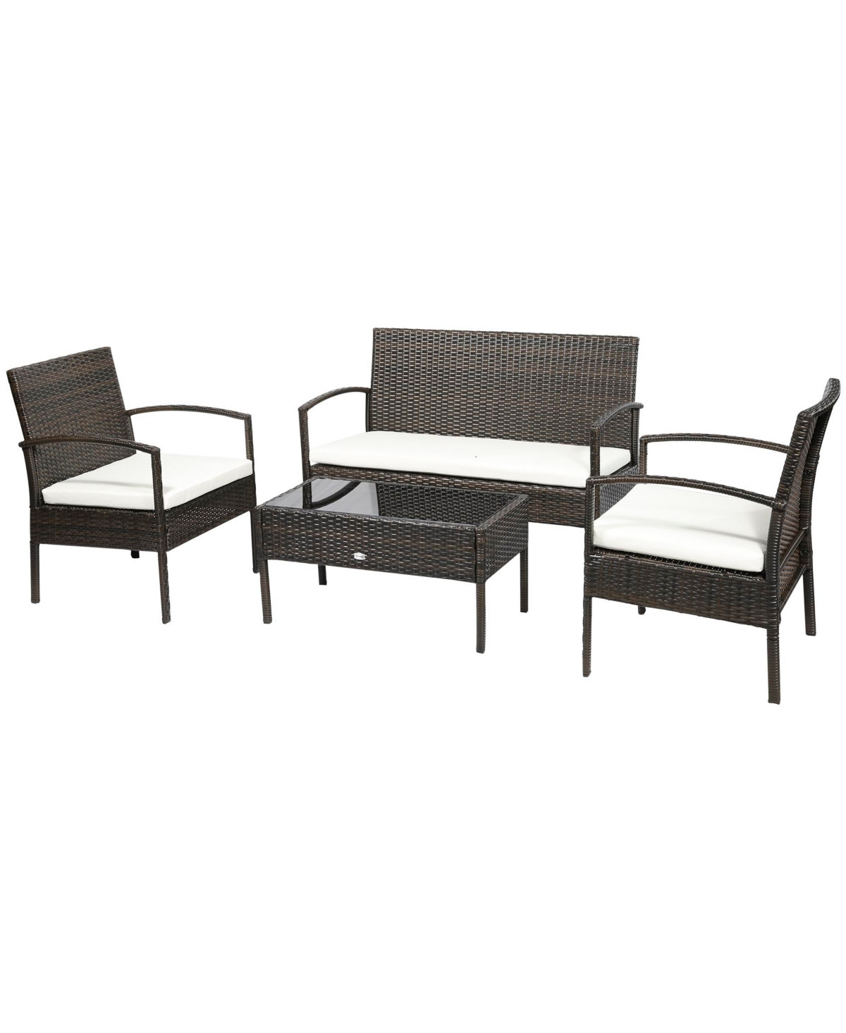 Outsunny Patio Furniture Set, 4pc w/ Loveseat, Chairs, Table, - Brown rattan | Macy's