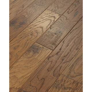 Shaw Canyon Bison Hickory 3/8 In. T X 5 in. W Tongue and Groove Scraped Engineered Hardwood Floor... | The Home Depot