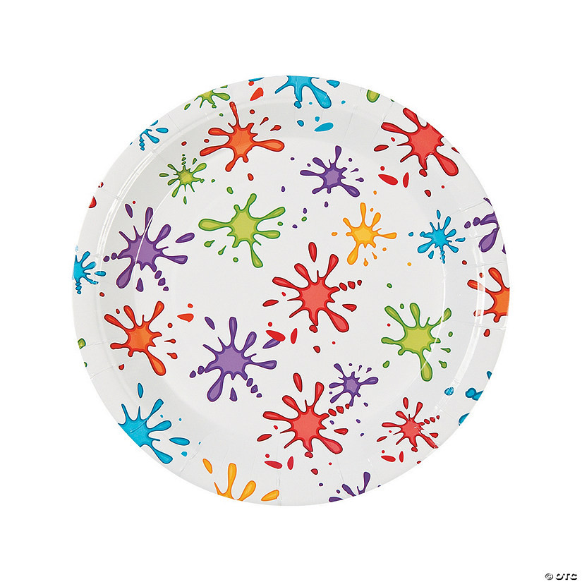 Little Artist Party Paint Splatters Paper Dinner Plates - 8 Ct. | Oriental Trading Company