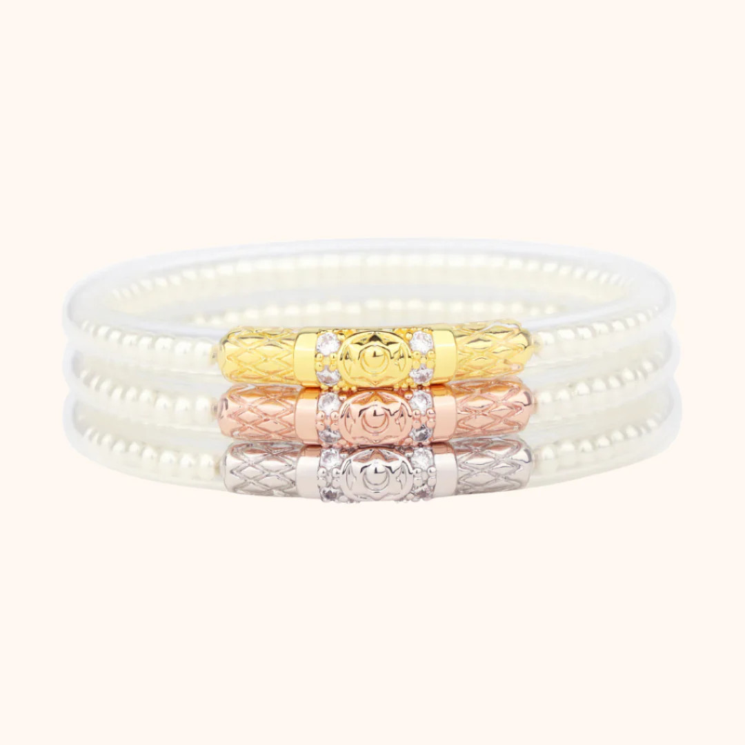 Three Queens All Weather Bangles® (AWB®) - White Pearl | BuDhaGirl