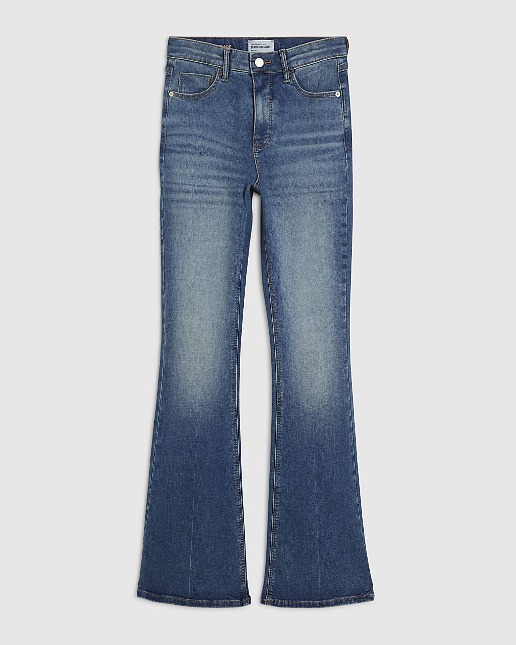 Blue Washed Sculpt Flare Jeans | River Island UK & IE