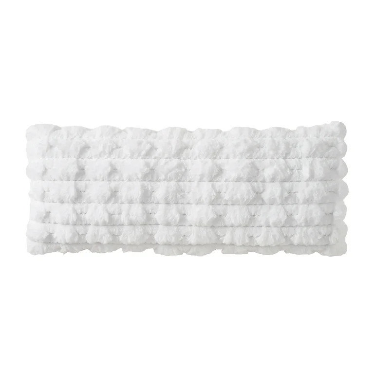 Holiday Time 14" x 36" Ivory Ruched Faux Fur Decorative Pillow | Walmart (US)
