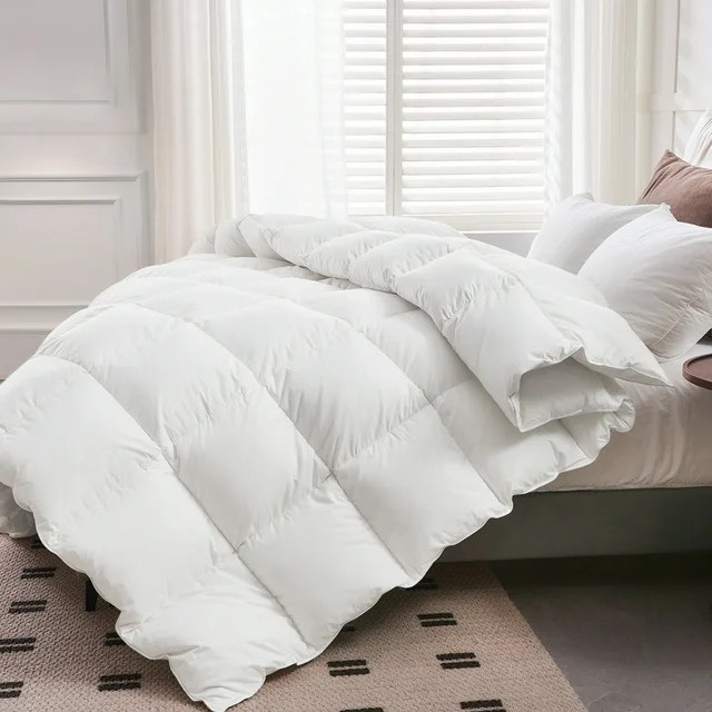 Teler Feather Down Comforter King Size - Duvet Insert with 100% Cotton Cover - White 90" x 106" | Walmart (US)