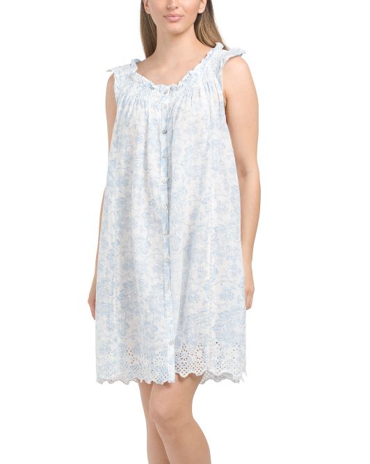 Textured Leaf Smocked Nightgown | TJ Maxx