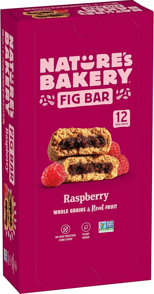 Nature’s Bakery Whole Wheat Fig Bars, Raspberry, Real Fruit, Vegan, Non-GMO, Snack bar, 1 box w... | Amazon (US)
