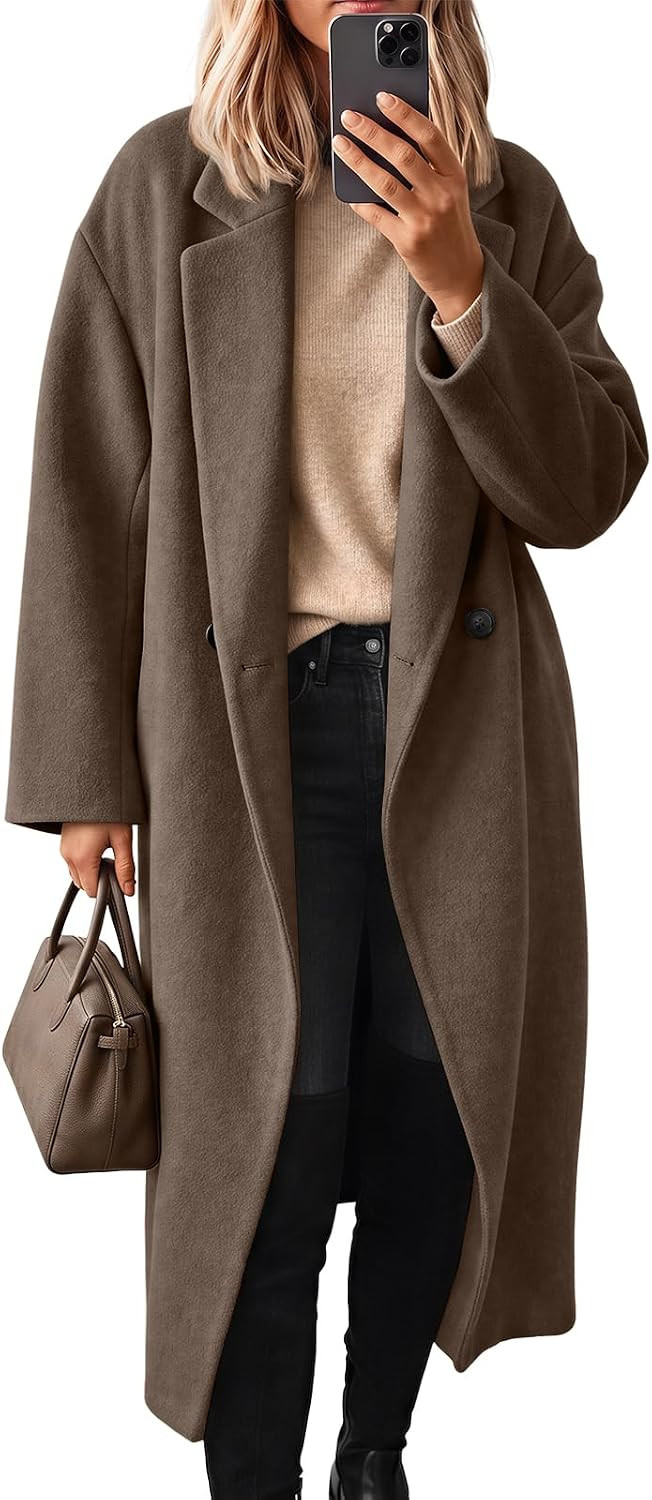 LILLUSORY Women's Winter Double Breasted Wool Coat Long Outerwear Trench | Amazon (US)