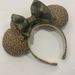 Animal Print Double Bow Minnie Mouse Ears, Disney Ears, Disney Headband, Green Minnie Ears, Minni... | Etsy (US)