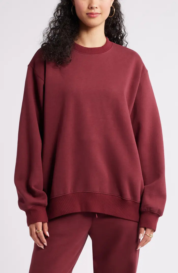 Fleece Detail Oversize Crewneck Sweatshirt | Nordstrom