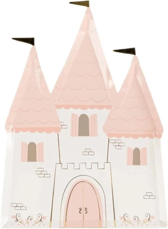 Princess Castle Plates, Shaped, Pink with Gold Foil Detail, Party Decoration, Birthday Celebratio... | Amazon (US)