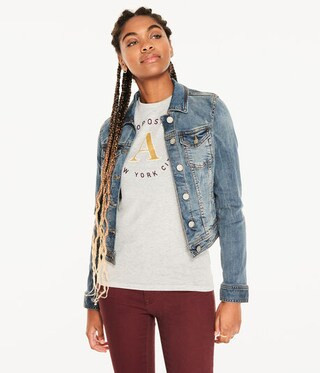 Seriously Stretchy Medium Wash Denim Jacket | Aeropostale