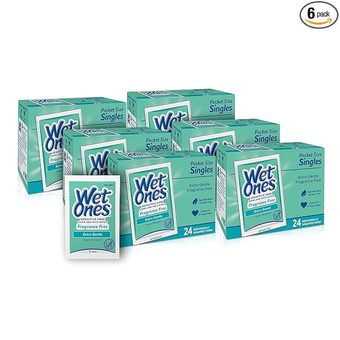 Wet Ones Hand and Face Wipes Singles,  Unscented Wipes for Sensitive Skin | Individual Wipes, H... | Amazon (US)
