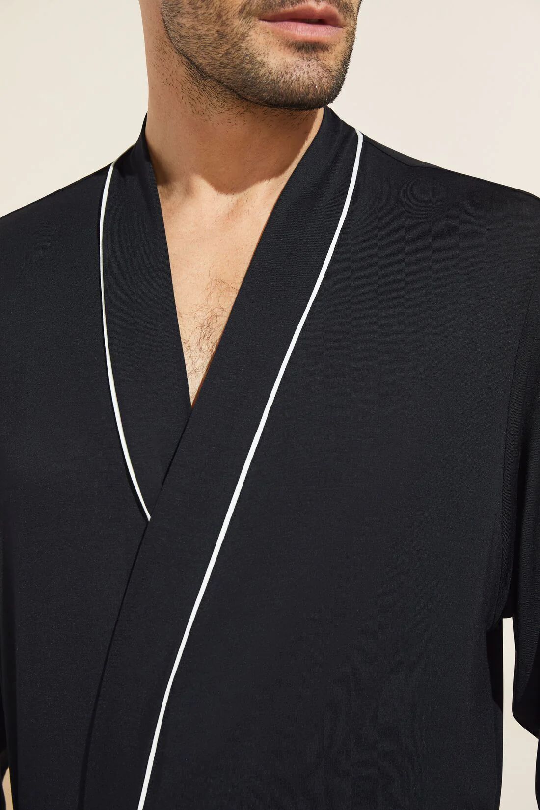 William TENCEL™ Modal Robe - Black/Ivory | Eberjey