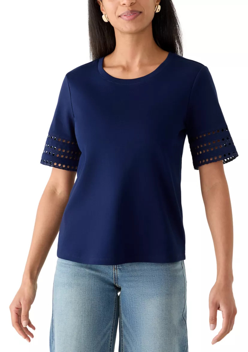 Women's Eyelet Trim Shirt | Belk