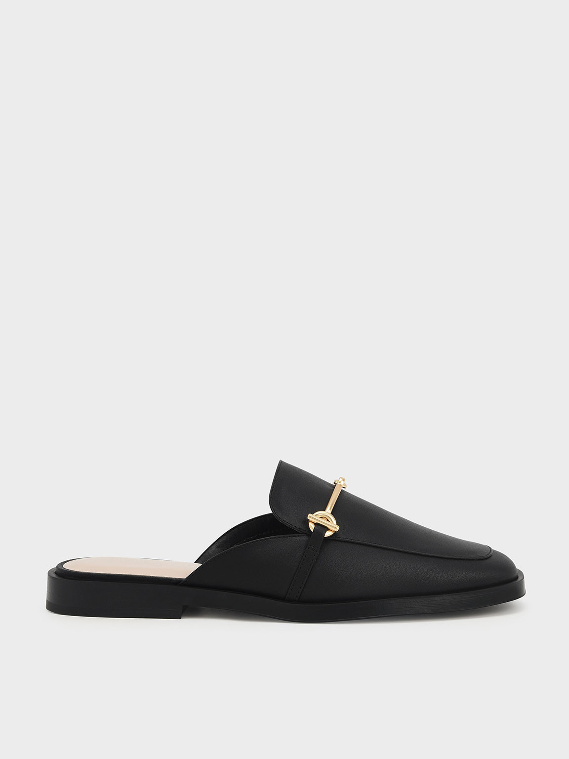 Metallic Accent Loafer Mules | Charles & Keith US