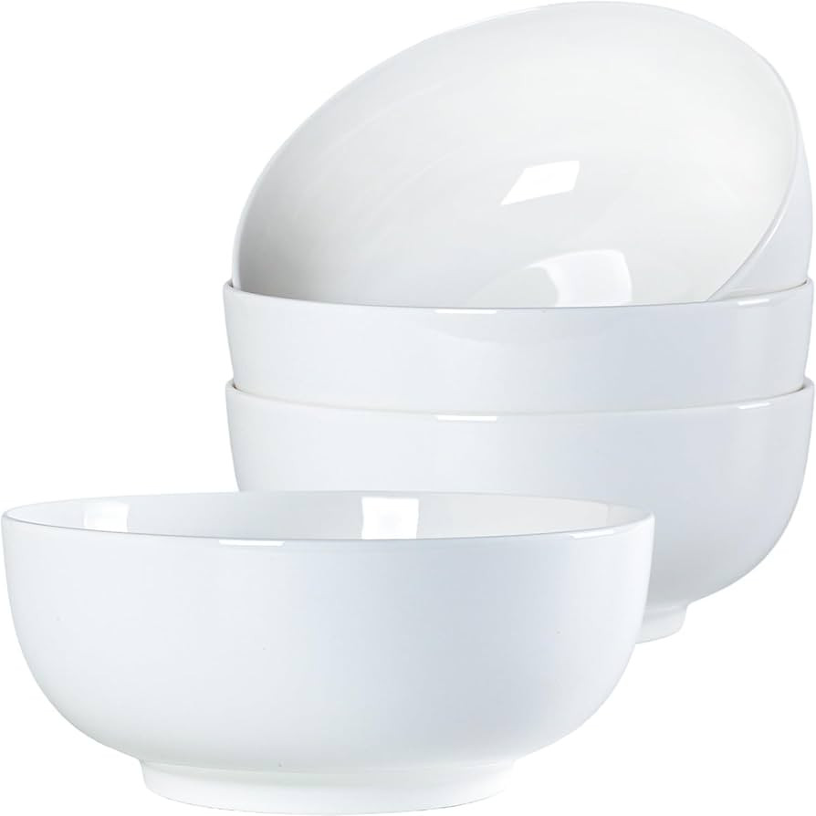 40 oz Off White Ceramic Soup Bowls, Ramen Bowls, Pho Bowls Set of 4, 7 Inch | Amazon (US)