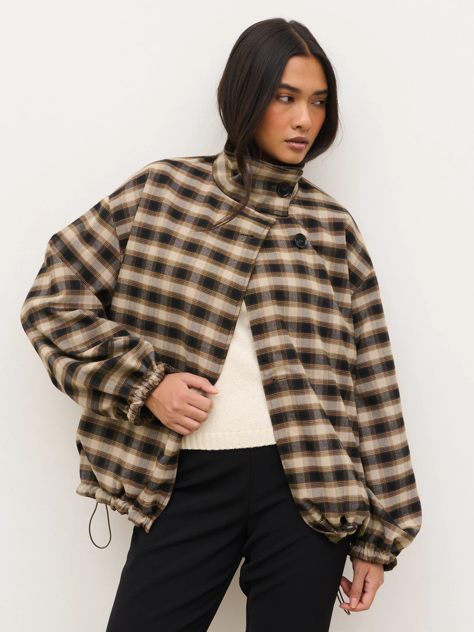 Katie Funnel Neck Short Trench - Camel | Pretty Lavish (UK)