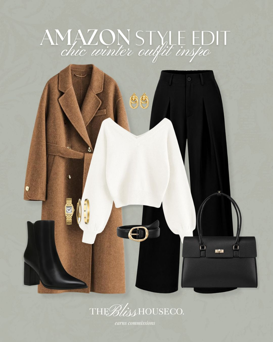 Chic winter outfit inspo from Amazon! Stay stylish with a peacoat, cropped sweater, palazzo pants and heeled ankle boots. Winter style, workwear, chic outfit style inspo, luxury look for less, Amazon fashion.
 

 #LTKootd #LTKSeasonal #LTKFindsUnder50