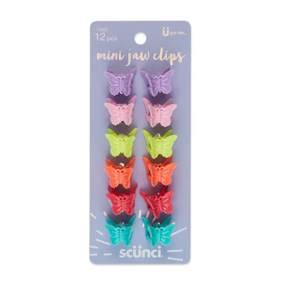 scunci Butterfly Bright Colors Mini Jaw Clips - 12ct | Target
