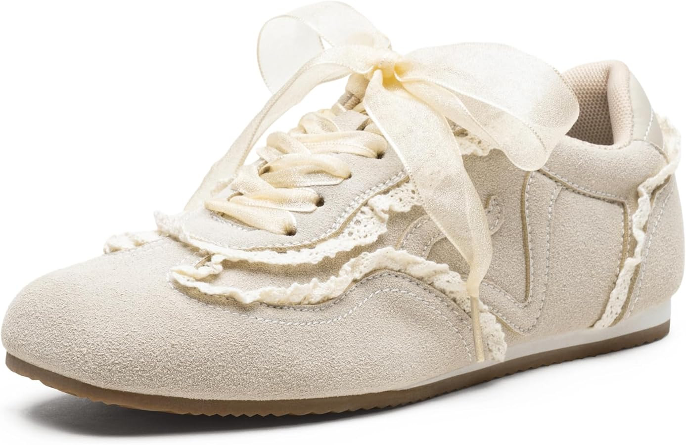 Vepose Women's Casual Dressy Retro Gat Fashion Sneakers, Square Toe Suede Woven Raffia Lace Walki... | Amazon (US)