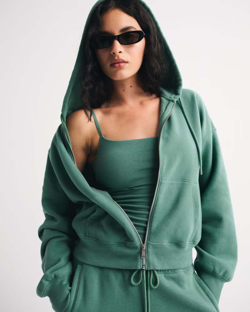 Abercrombie & Fitch Women's Sunday Hooded Full-Zip in Green - Size XS | Abercrombie & Fitch (US)