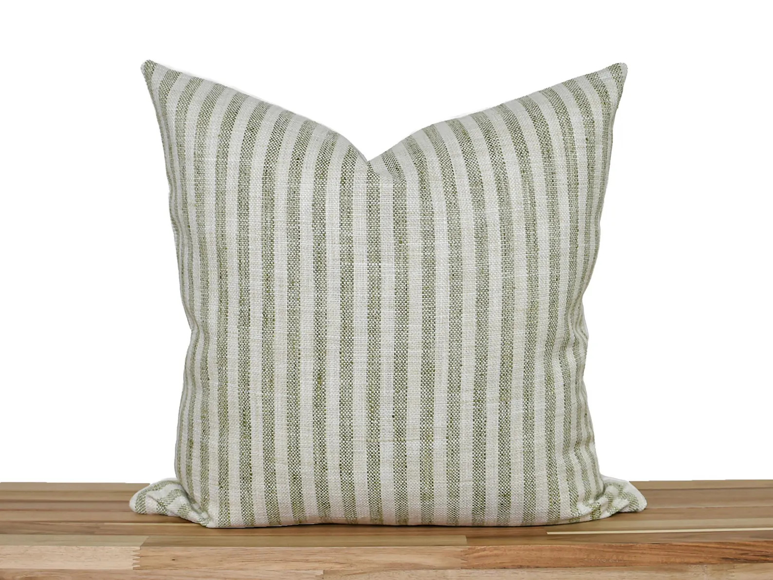 Tan and Green Striped Pillow Cover, Beige and Green Pillow Cover, Green and Natural Textured Pill... | Etsy (Global)