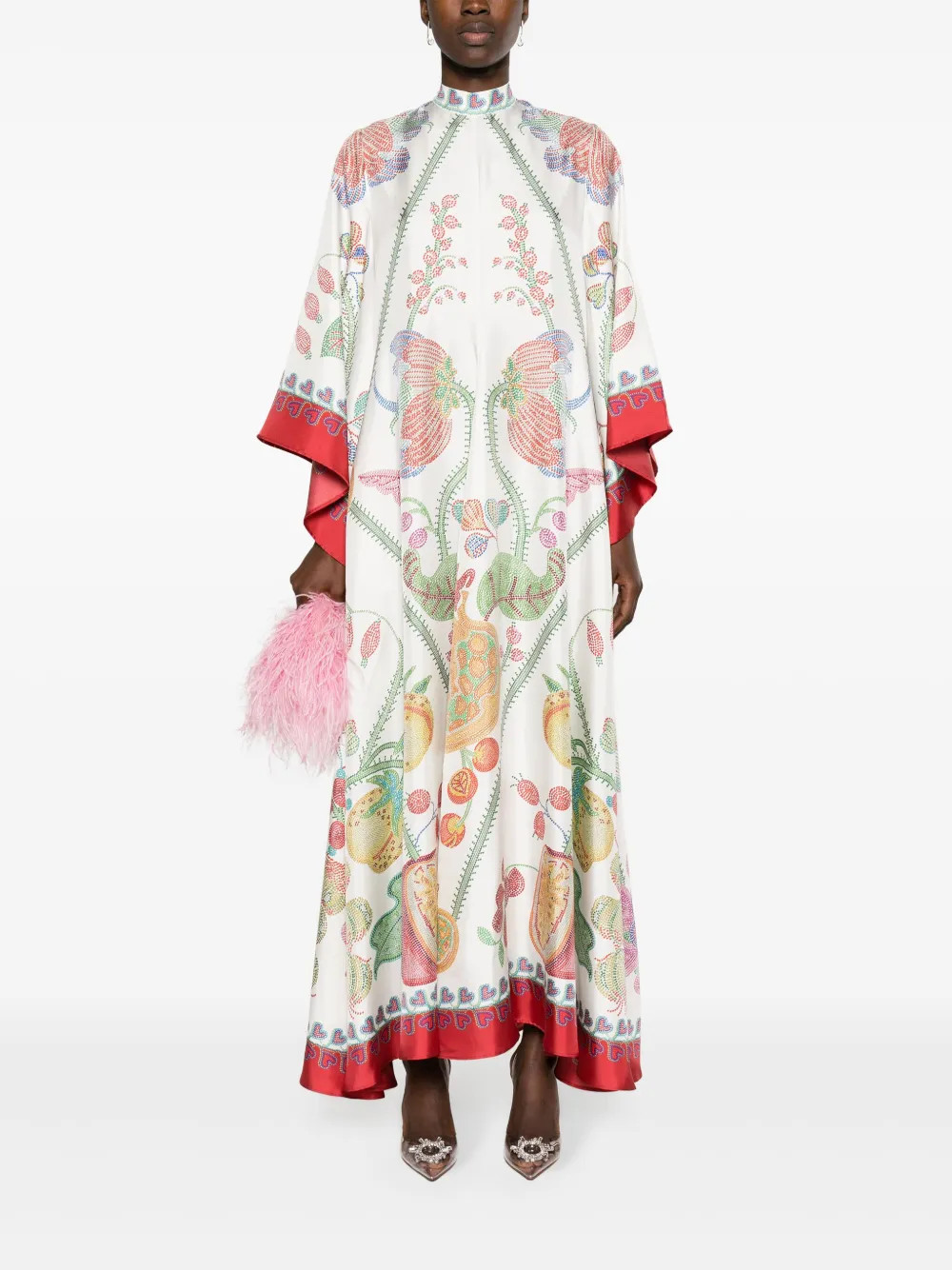 La DoubleJ Magnifico Flower Placée-print Dress | White | FARFETCH IL | Farfetch Global