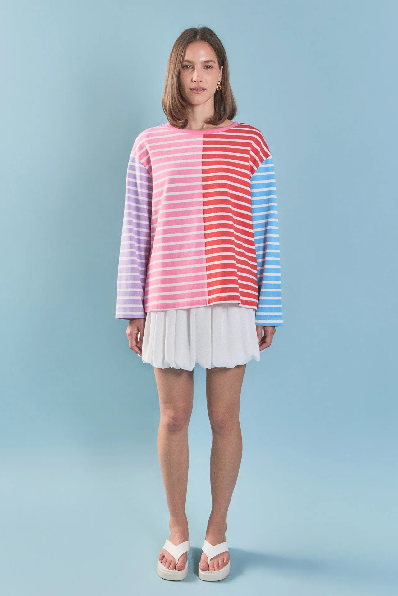 Striped Color Block Long Sleeve Tee | English Factory
