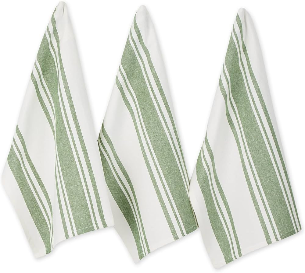 DII Everyday Kitchen Dishtowel Collection Large Chef Stripe Tea Towel, 18x28, Basil Green, 3 Coun... | Amazon (US)