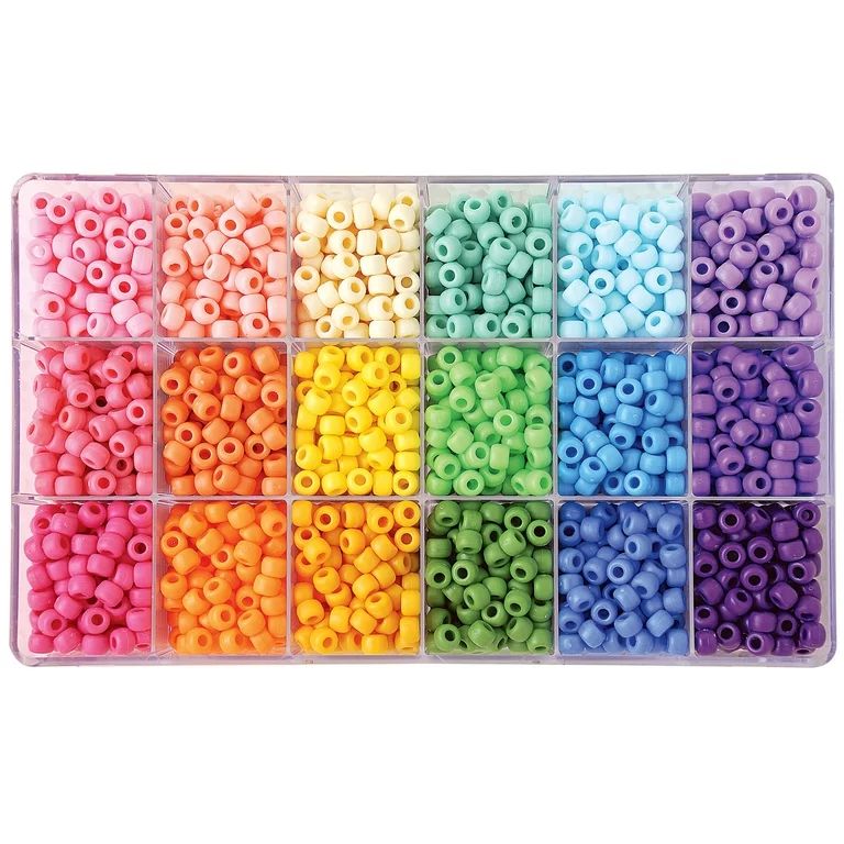 The Beadery Soft Pastel Color Bead Box, 2300 Plastic Matte Pony Beads- Unisex- 6263 | Walmart (US)
