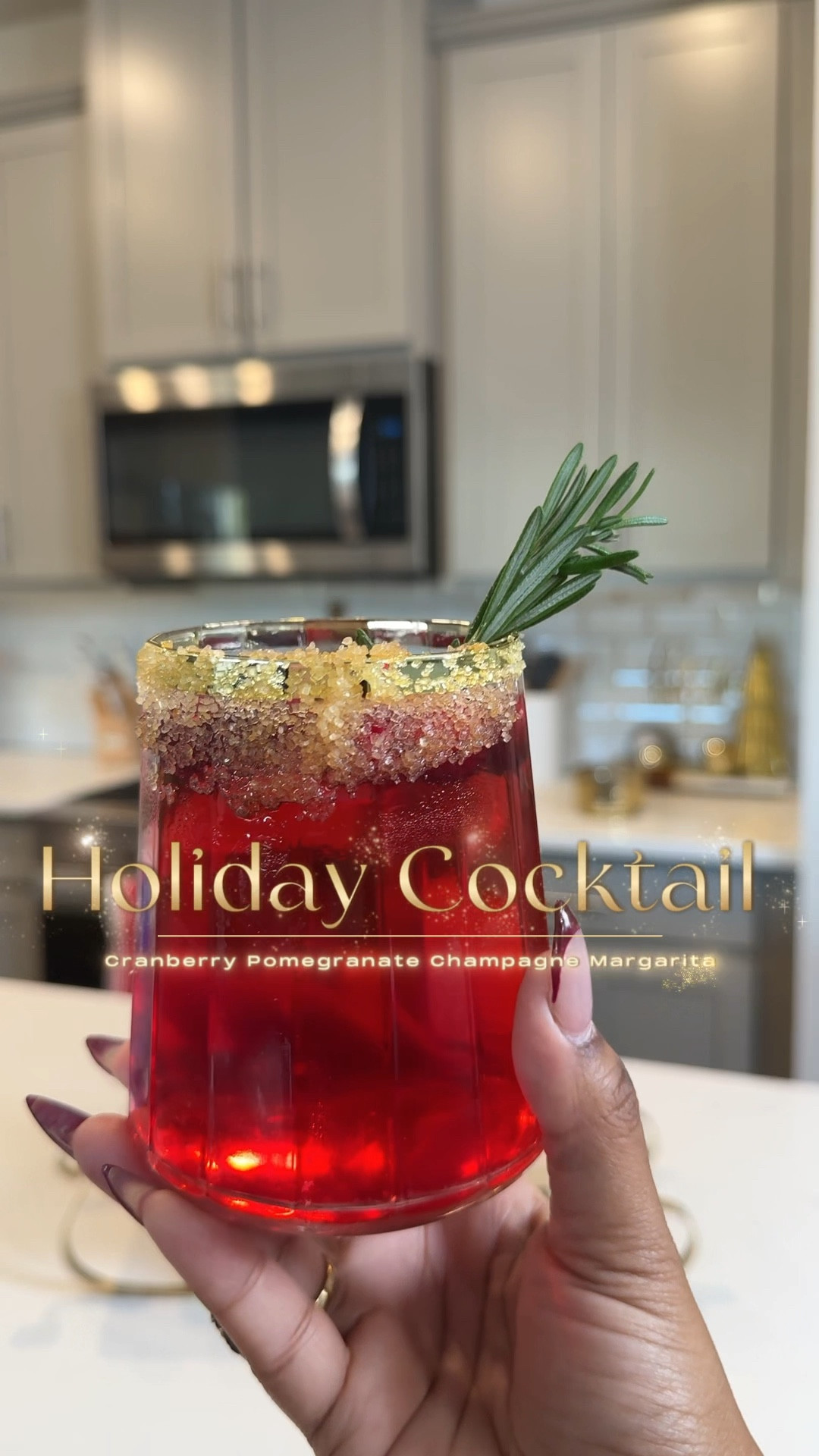 Tagging these PJs and the barware including the sleigh used for this drink!!
Sz XL in PJs 
Recipe for large batch or you can break in down and use shaker for personal cocktail. 
5 cups pomegranate juice
1/2 cup fresh lime juice
1 cup silver tequila
1-2 bottles of champagne 
Instructions
In a pitcher, stir together pomegranate juice, lime juice, and tequila. Pour about 1/2 cup into each glass top with  champagne.Garnish with lime, cranberry and rosemary for holiday season. 
