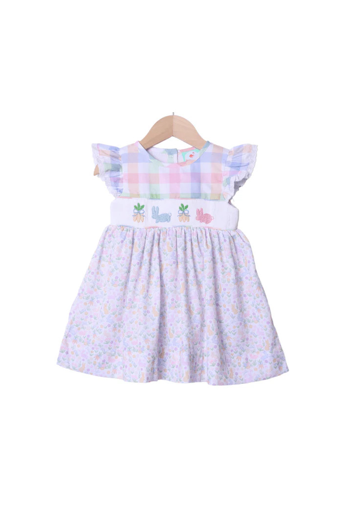 Smocked Bunny Pastel Gingham Dress | The Smocked Flamingo