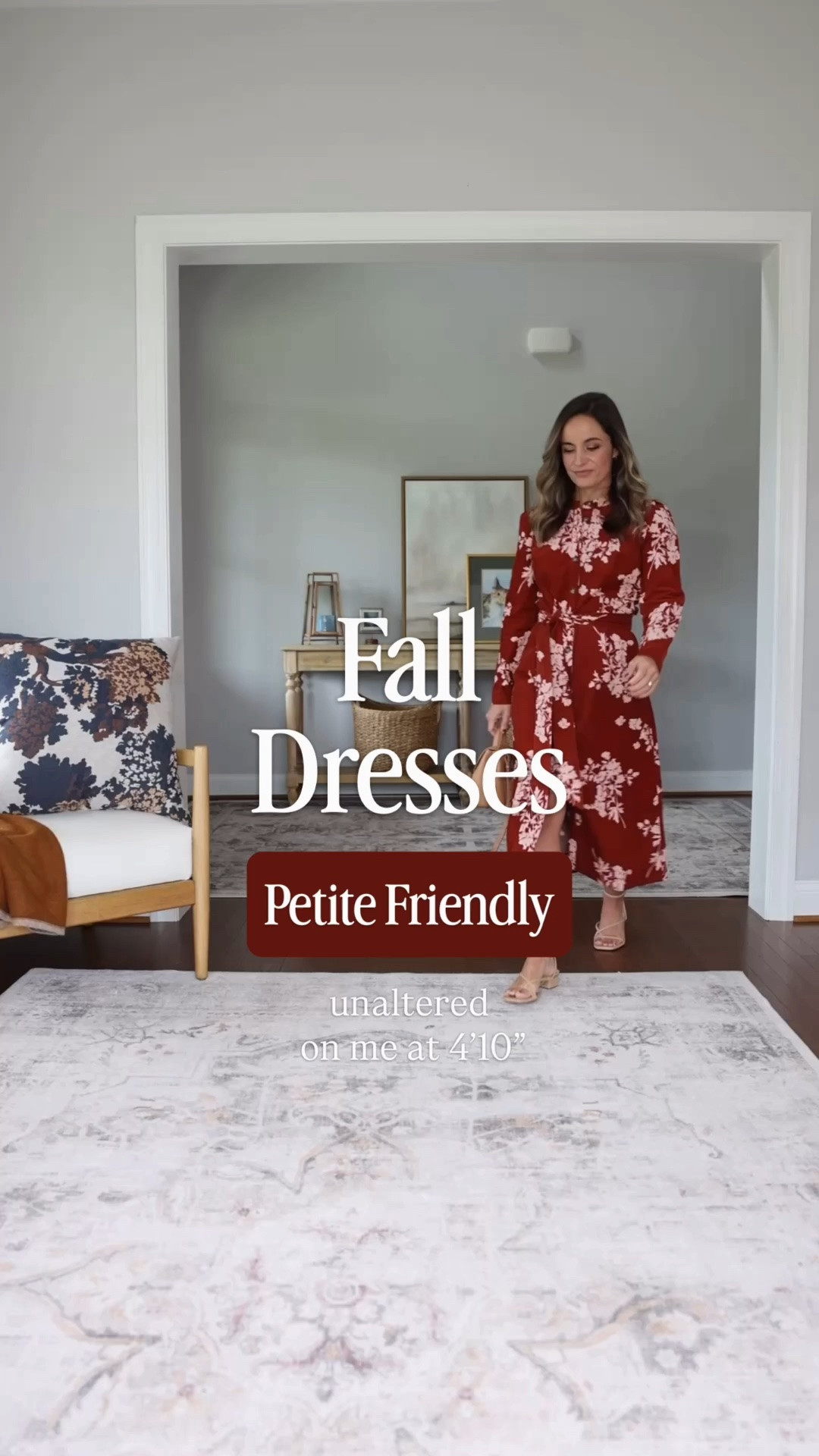 Four petite-friendly early fall dresses! 

Floral dress (Boden): petite 0 
Navy floral dress (Boden): petite 0 
Black dress (Anthropologie): petite xxs 
Rust corduroy dress (Anthropologie): xxs

#LTKPetite