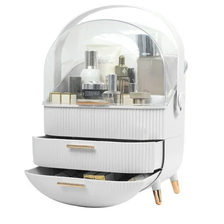 Wdmiya Makeup Storage Organizer, Cosmetics Skincare Organizers with Transparent Lid, Vanity Cosmetics Storage，Ideal Gifts for Women or Girls, White | Walmart (US)