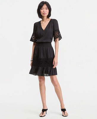 Women's Smocked-Waist Lace Trim Dress | Macy's