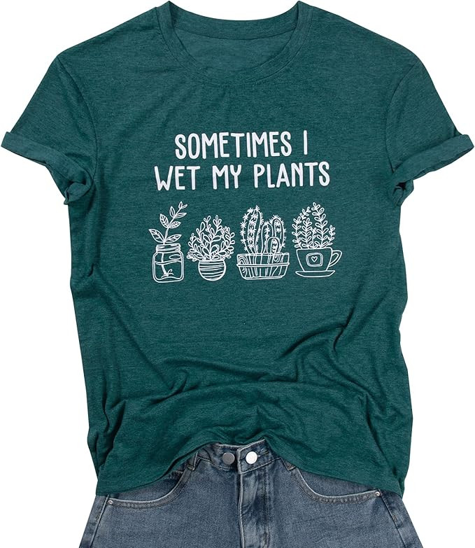 Gardening Shirts for Women Plant Lover T Shirt Sometimes I Wet My Plants Tshirt Garden Graphic Te... | Amazon (US)