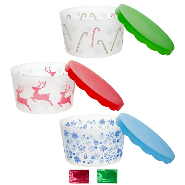 Holiday-Theme Food Storage Containers with Lids 3 Pack, Airtight Christmas Cookie Toy Candy Stora... | Walmart (US)