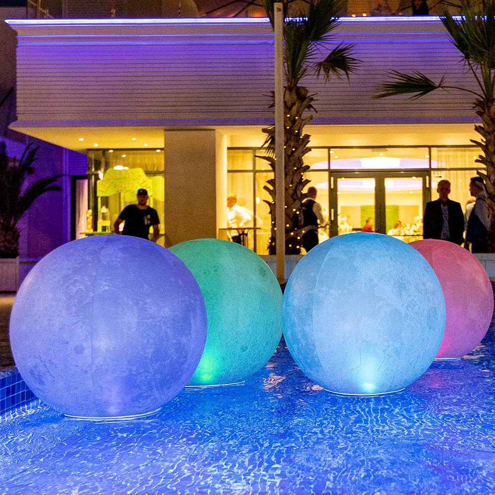 TIALLY Full Moon Floating Pool Lights Solar Powered - 16 inch Inflatable Led Pool Balls, Floating... | Amazon (US)