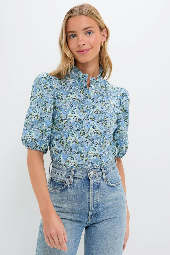 Blue Ditsy Floral Florence Blouse | Tuckernuck (US)