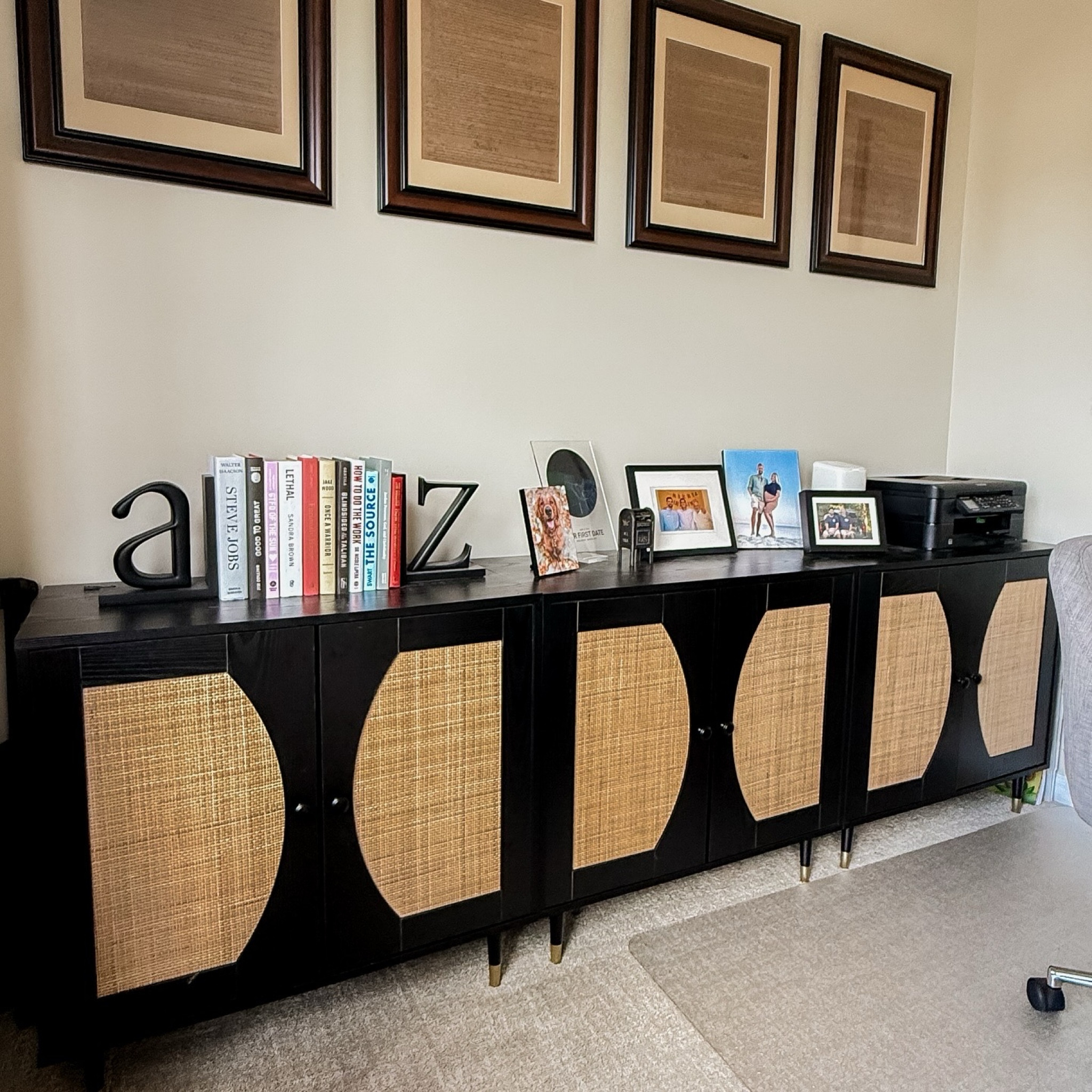I love how popular and versatile sideboards are becoming! Here we have them in our home office to store paper, files, shipping supplies etc. these are from Amazon and we’ve had them for about a year!

#LTKFamily #LTKHome #LTKStyleTip