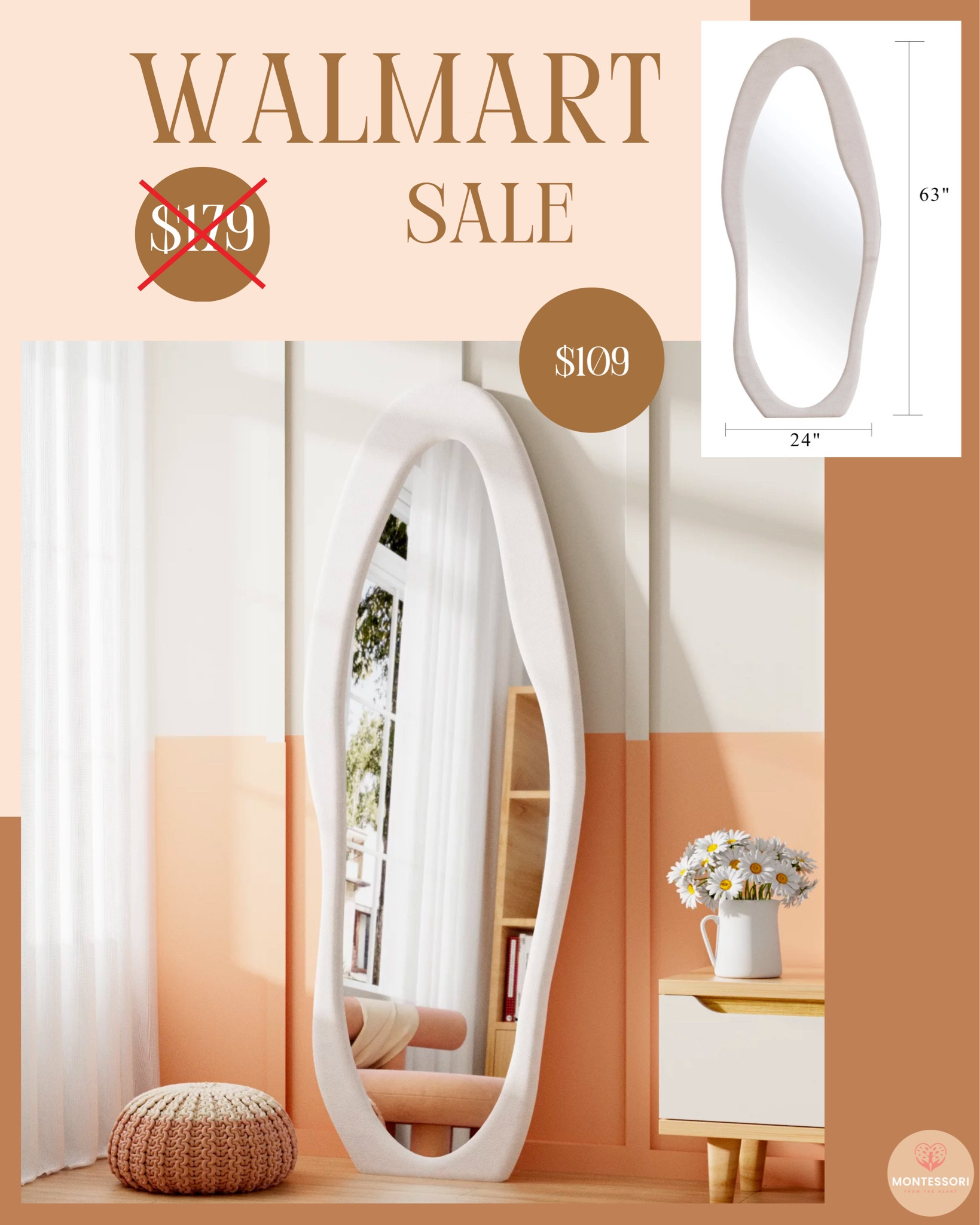 Walmart Deal of the Day: VLUSH Irregular Full Length Mirror, Floor Mirror Hanging & Leaning, 63"x24" Wavy Wall Mirror (White)

#LTKsalealert #LTKhome #LTKHolidaySale