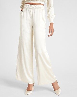 High Waisted Luxe Satin Wide Leg Pant | Express