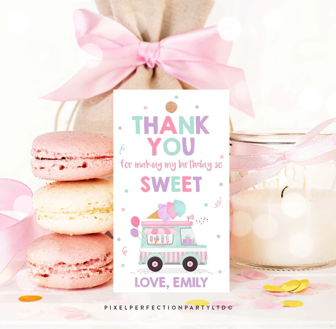 Ice Cream Favor Tags Girl Ice Cream Thank You Tag Ice Cream Party Gift Tags Ice Cream Social Part... | Etsy (US)