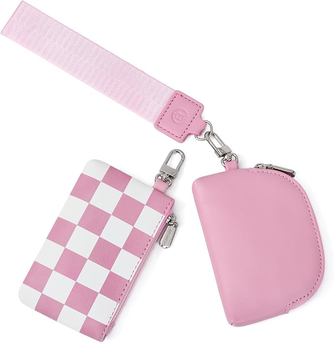 BOSTANTEN Small Wallet Checkered, Wristlet Wallets for Women RFID Detachable Dual Pouch Keychain ... | Amazon (US)