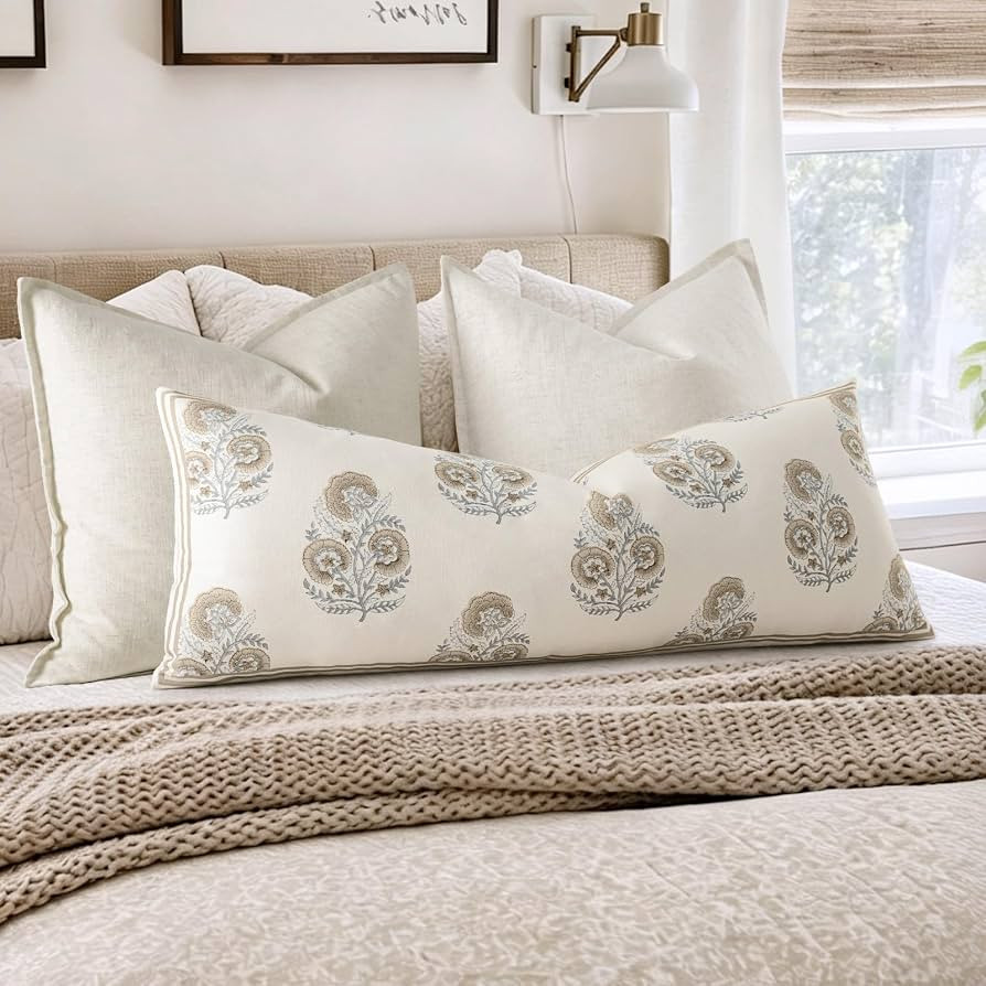 Vintage Floral 14x36 Lumbar Pillow Cover for Bed Pack of 1, Double-Sided Botanical Print Decorati... | Amazon (US)