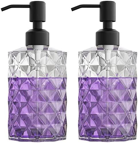 GLADPURE Soap Dispenser - 2 Pack, 12 Oz Clear Diamond Design Glass Refillable Hand Soap Dispenser... | Amazon (US)